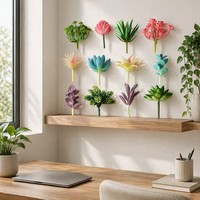 Mini bonsaï artificiel succulent Fanjingfloral, plante verte floquée, décoration murale DIY, ornement pour la maison et le bureau, jardin vertical