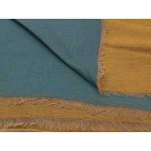 Bufanda de Lujo de Cachemira y Seda en Turquesa/Ocre, Diseño Personalizado con Estampado, Larga, para Primavera, Otoño e Invierno - Product Image 1