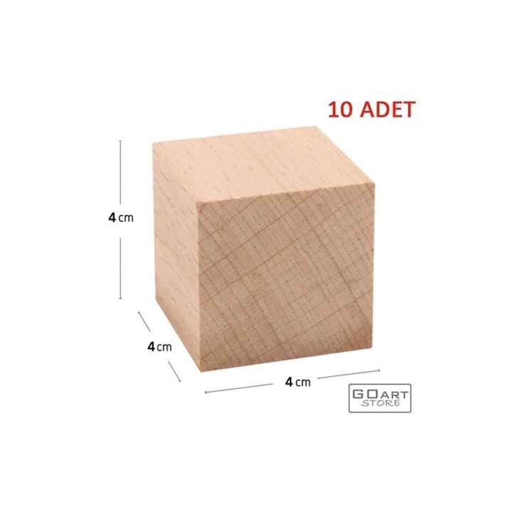Store Wooden Cube Blocks 4 Cm - 10 Pieces - Natural Wooden Cube