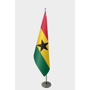 Drapeau officiel du Ghana pour intérieur, style fanion, avec impression numérique, fabriqué en soie, polyester, plastique, fibre de verre, aluminium - Product Image 1