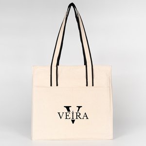 Bolsa de Lona Personalizada con Cremallera, Color Sólido, Asa Negra, Bolsillos Delanteros de 16 x 14 x 4 Pulgadas (40 x 35 x 10 cm) - Product Image 3