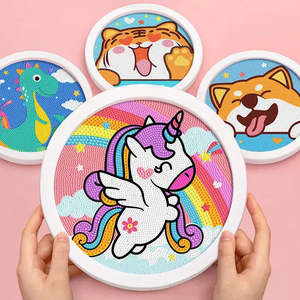 Cartoon-Style Animal <b>Diamond</b> <b>Painting</b> for Kids Classic Square Pattern DIY <b>Diamond</b> <b>Painting</b> with Frame for Infants and Children - Product Image 3