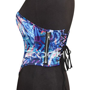 Corsé de satén sublimado con estampado de bandana y espirales, con cremallera lateral y varillas de acero. - Product Image 4