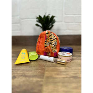 Trousse de Toilette et Maquillage Portable Matelassée à Motif Imprimé, Style Bohème Rayé avec Fermeture Éclair, Personnalisable - Product Image 6