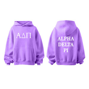Sudadera con capucha de algodón puro de gran tamaño con bordado 3D de invierno de hermandad de mujeres con logotipo personalizado para ropa griega universitaria - Product Image 1