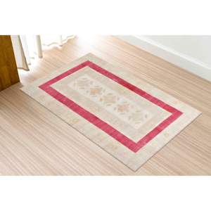 Red & Beige <b>Chenille</b> <b>Rug</b>: Personalized Vintage Style Decor,Nonwoven Soft <b>Rug</b> - Product Image 1