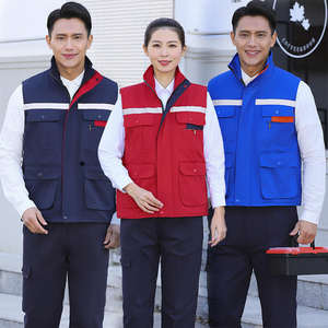 Chaleco de Trabajo sin Mangas para Hombre, de Poliéster, con Cremallera, Reflectante Fluorescente de Alta Visibilidad para Invierno - Product Image 5