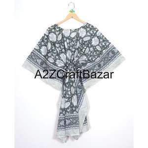 Robe longue bohème hippie en coton tissé à la main avec imprimé floral, style kaftan, pour femme, idéale pour l'été et la plage - Product Image 2