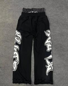 Pantalon de survêtement en coton 100% lourd, à double impression sur la taille, avec un effet délavé, pantalon évasé - Product Image 3