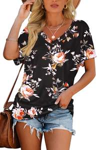 Camisetas con cuello en V de sublimación de poliéster 100% de alta calidad para blusas y camisas lisas de marca de mujer de talla grande - Product Image 5