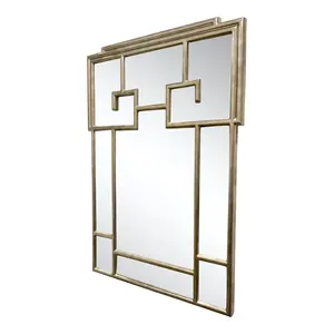 Currey and Company Miroir mural rectangulaire argenté vieilli moderne asiatique Miroir décoratif d'accent Salon Chambre Couloir - Product Image 1