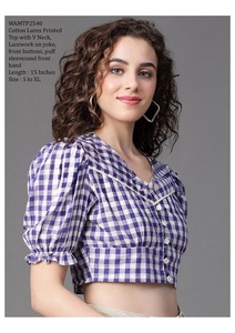 Haut en crêpe chic pour filles confortable et élégant avec motif floral pour fête formelle décontracté et occasions spéciales boutonnées - Product Image 2