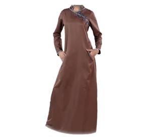 Meilleure vente grande taille Abaya pour femme design tendance avec poches aux hanches passepoil longue robe musulmane prix raisonnable - Product Image 1