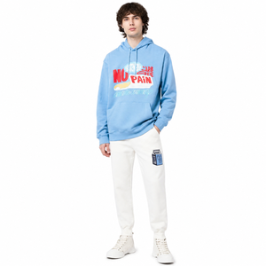 เสื้อฮู้ดผู้ชายสีฟ้าอ่อนทรงโอเวอร์ไซส์ ผ้าฝ้าย 100% เฟรนช์เทอร์รี่ พิมพ์ลาย มีกระเป๋าหน้า สวมใส่สบาย ระบายอากาศได้ดี - Product Image 2