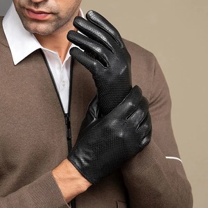 1 par de guantes de piel de oveja para hombre, guantes de conducción de coche genuinos de lujo, guantes de cuero para hombre para montar en motocicleta, bicicleta, mitones masculinos - Product Image 4