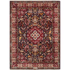 Alfombras de Lana Anudadas a Mano Aalam, Rectangulares, con Medallón Rojo Naranja, Diseño Abstracto de Rompecabezas para el Hogar - Pae-5290 9x12 para Entrada, Pasillo, Sala de Estar - Product Image 1