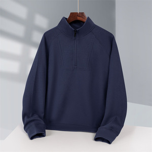 Wholesale Plain High Quality Men Polyester Vintage Cotton Oversized Custom Half Zip <b>Mock</b> <b>Turtleneck</b> Neck Sweatshirt - Product Image 3
