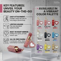 Porte-clés brillant pour rouge à lèvres avec miroir cœur, pochette portable pour baume à lèvres, breloque de sac, cadeau personnalisé pour la Saint-Valentin et les mariages