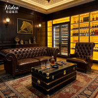 Sofá Chesterfield de Cuero Genuino Color Vino Tinto de Lujo, Clásico, con Brazos Enrollados y Tapizado, de 3 Plazas, con Esponja de Lujo Antigua para Sala de Estar o Club