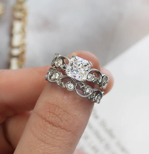 ชุดแหวนแต่งงานโมอิส1.50CTW เงินสเตอลิง925สำหรับเบาะตัดเป็นชิ้นเล็กๆแนววินเทจเข้าคู่แหวนแต่งงานปาร์ตี้ IGI - Product Image 1