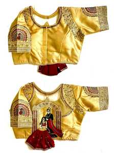 ชุดเดรสสวยชุดแฟนซีผ้าไหมประกายระยิบระยับที่น่าดึงดูดพร้อมรหัสเสื้อทำงานผู้จัดจำหน่ายและส่งออกจากอินเดีย - Product Image 4