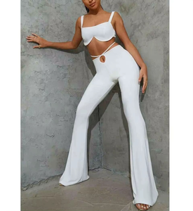 Combinaison de sport en spandex taille haute pour femme Leggings de fitness personnalisés avec motif solide Leggings de yoga pour dames - Product Image 1