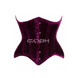 Corset cincher rose vif en velours à double armature en acier, coupe cintrée pour courbes généreuses - Product Image 1