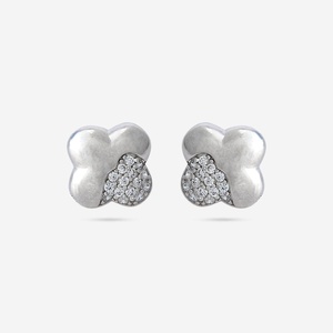 92.5 <b>Silver</b> <b>Stud</b> <b>Earrings</b> Cute Religious Flower Heart Number Designs with Diamond for Wedding Engagement Party Gift-188452 - Product Image 1