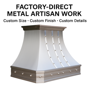 Máy hút mùi bằng thép không gỉ cao cấp, gắn tường, thiết kế tùy chỉnh, thân máy mạ xước, dây đai tán đinh, viền trang trí, kiểu dáng hình chuông - Product Image 3