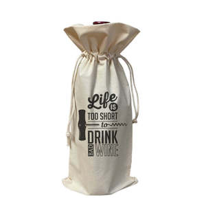 La vida es breve para beber mal vino - Bolsas de algodón de la bodega Cotton Tote Bags - Product Image 3