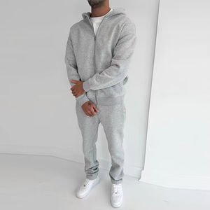 Ensemble de survêtement de sport actif 2 pièces pour hommes, de bonne qualité, fermeture éclair intégrale, prix de gros, OEM, impression écologique - Product Image 3