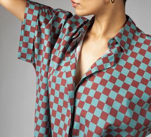 Chemisier à manches kimono en coton biologique 100 % de haute qualité, écologique, respirant, anti-plis, à carreaux, en dentelle, pour femme - Product Image 4