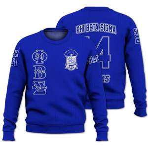Phi Beta Sigma Sigma Beta 1914 hiver respirant devant pull en tricot acrylique Chenille lettres grecques fraternité bleu blanc vêtements - Product Image 1