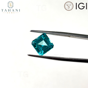 พลอยสังเคราะห์ AG Lab รูปทรง Asscher Octagon สีฟ้าพาราอิบาทองแดง YAG GARNET สำหรับทำเครื่องประดับ ได้รับการรับรองจาก IGI ขนาด 5x7 มม.-8x10 มม. - Product Image 3
