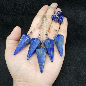 Prix de gros Lapis Lazuli naturel à facettes pendule chaîne polie pour la radiesthésie amour Reiki guérison Divination cadeau pierre précieuse - Product Image 4