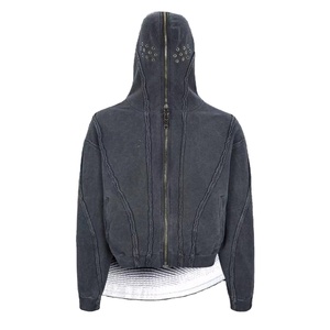 Sudadera con capucha con cremallera completa lavado ácido de gran tamaño 500gsm zip up hombres recortada boxy Sudadera con capucha para hombre Sudadera con capucha de gran tamaño peso pesado - Product Image 1