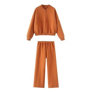 2 Piece Set <b>Women</b> No <b>Hood</b> Zip up Jacket <b>Sweatshirts</b> <b>With</b> Sweat Pant Truck Suits - Product Image 5