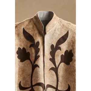 เสื้อคลุมหนังวัวมีพู่ตกแต่งด้วยวัสดุทอแบบตะวันตก - Product Image 2