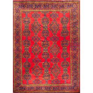 Alfombra Kiaan de Lana Grande, Modelo Pae-4978, Rojo Naranja, Anudada a Mano, Geométrica Abstracta, para Entrada, Pasillo, Rectangular, 9x12 - Product Image 1