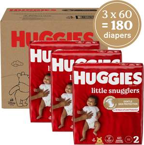 Pañales Huggies Talla 2, Pañales para Bebé Little Snugglers, Talla 2 (12-18 lbs), 180 Unidades (3 Paquetes de 60), Embalaje Puede Variar - Product Image 6
