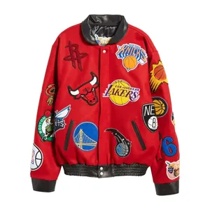 Obtenez une veste de baseball varsity personnalisée en chenille brodée, nouvelle veste varsity en laine et cuir rouge personnalisée - Product Image 5