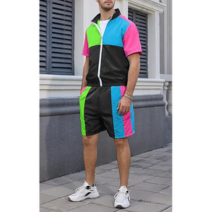 2025 broderie personnalisée hommes haute qualité Nylon Jogging costume respirant cordon deux pièces court coupe-vent à capuche grande taille - Product Image 4