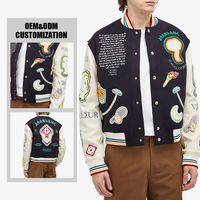 Blouson universitaire homme en chenille polyester/coton de haute qualité, col rond, un seul bouton, personnalisable sur le devant, décontracté, imperméable, pour le printemps