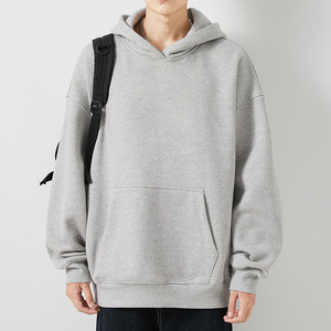 Sudadera con Capucha para Hombre, Gruesa, 100% Algodón, Forro Polar, Color Sólido, Talla Grande, Otoño Invierno, Cálida y Cómoda, Venta al Por Mayor Transfronteriza - Product Image 2