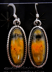 Navajo Art Platero Small Bumblebee Jasper <b>Dangle</b> <b>Earrings</b> with Turquoise for Anniversary Party Gift - Product Image 3