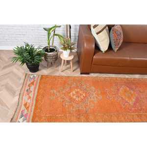 2.7x10.1 ft <b>Runner</b> Vintage <b>Rug</b>, Orange Striped Turkish <b>Rug</b> - Product Image 2