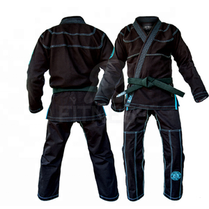 Kimono de BJJ 100% Algodón Transpirable con Bordado y Etiquetas Personalizadas, Lazos Ajustables, Color Azul Marino - Product Image 5
