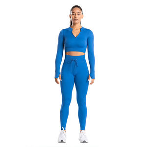 Conjuntos de Yoga de mujer de entrenamiento con logotipo personalizado Conjunto de Yoga de mujer de cintura alta con tamaños ajustables a granel - Product Image 4