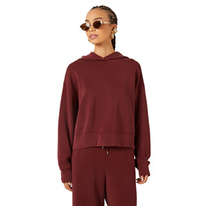 Haut court à capuche oversize pour femme, en coton épais, de haute qualité, style décontracté hiver, couleur unie, coupe évasée, avec logo personnalisé - Product Image 3