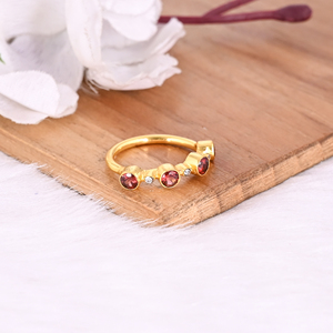 925 Sterling Solid Silver Natural <b>Garnet</b> Gemstone Yellow Gold Plated Wedding Engagement <b>Ring</b> eternity Band Jewelry Women Gifts - Product Image 2